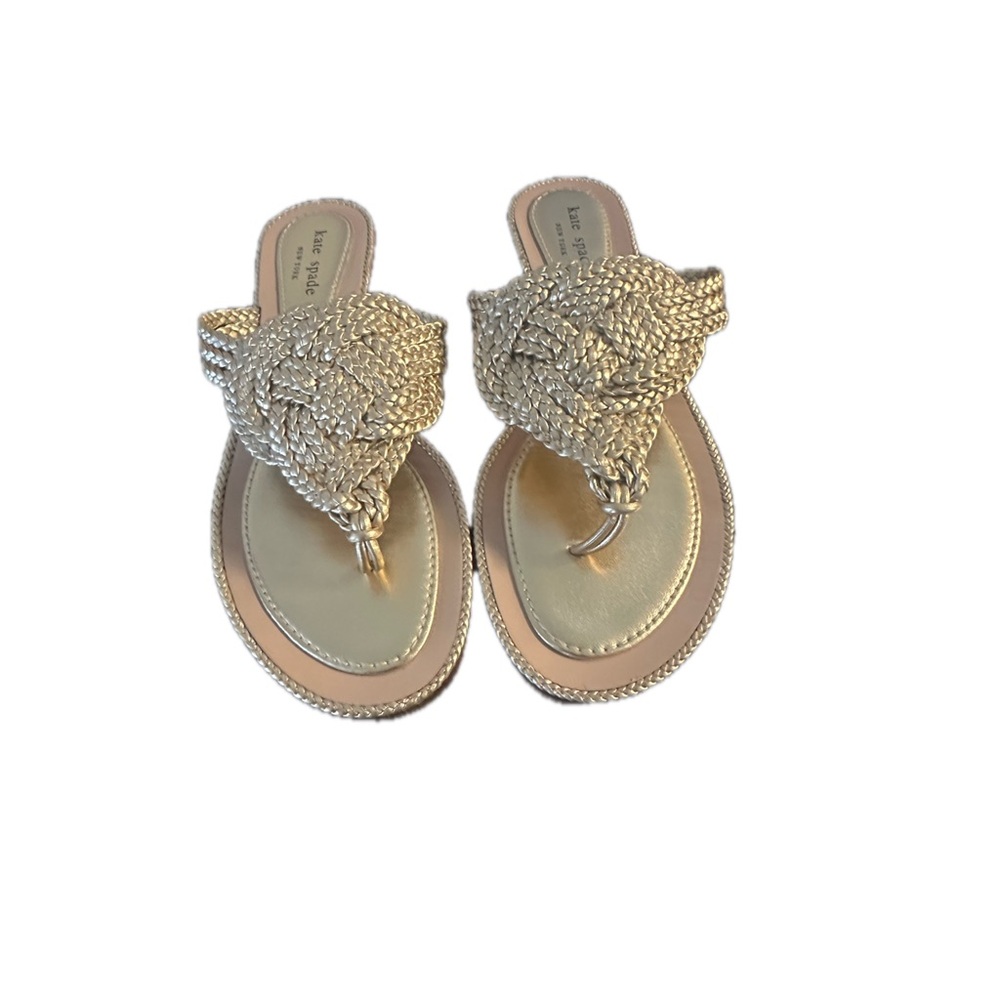 kate spade Gold Braided Thong Sandals